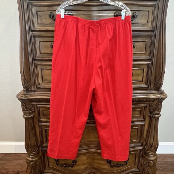 Stonebridge Vtg Linen Rayon Set Top Plus Size 1X Pants XL Red Nautical Travel - Picture 15 of 16